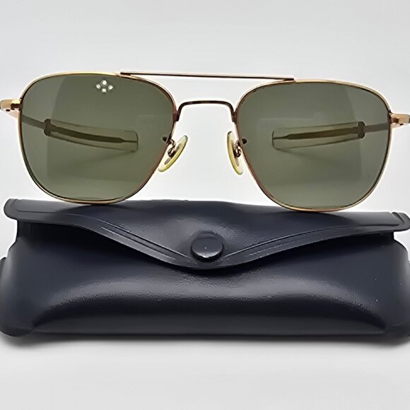 American Optical AO HGU-4/P 1/10 12K Gold Green Lens Military Aviator Sunglasses - Picture 1 of 16